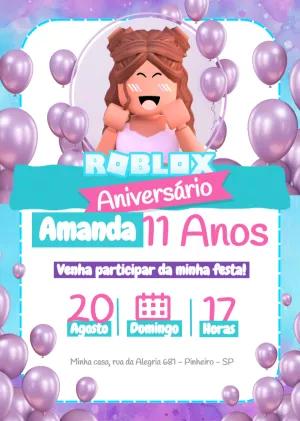 Convite de Aniversário Roblox Menina para Editar Online