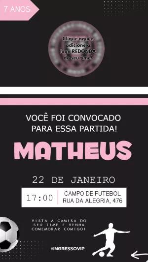 Convite Aniversário Futebol com Logo do Time para Editar Online