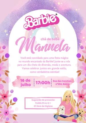 Convite Chá de Bebê Barbie para Editar Online