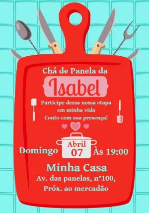 Convite Chá de Panela Tábua de Corte para Editar Online