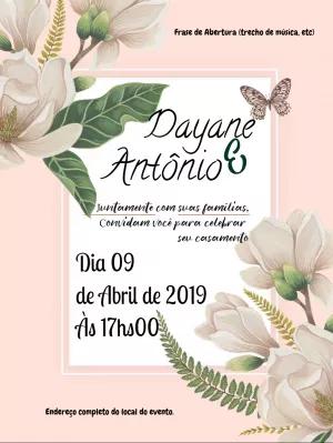 Convite de Casamento Floral com Magnólias para Editar Online