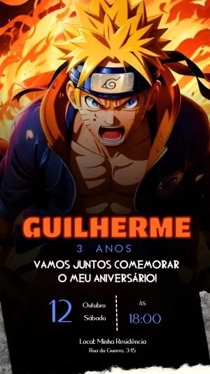 Convite de Aniversário Naruto para Editar Online e Imprimir
