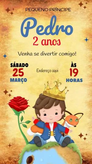 Convite de Aniversário Pequeno Príncipe para Editar Online