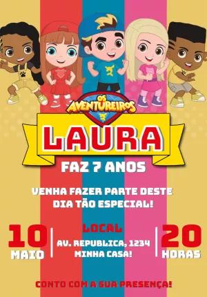 Convite de Aniversário Os Aventureiros para Editar Online