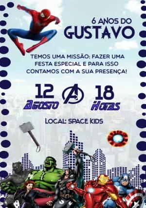 Convite Aniversário Vingadores para Editar Online