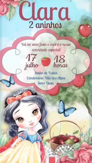 Convite Aniversário Branca de Neve para Editar Online