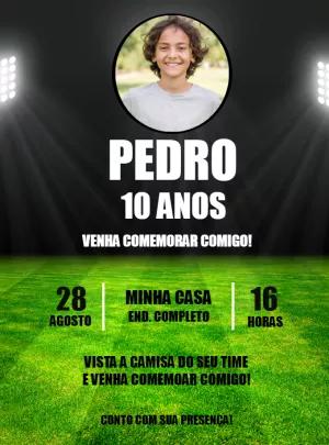Convite de Aniversário Futebol com Foto para Editar Online