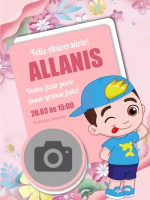 Convite de Aniversário Youtuber com Foto para Editar Online