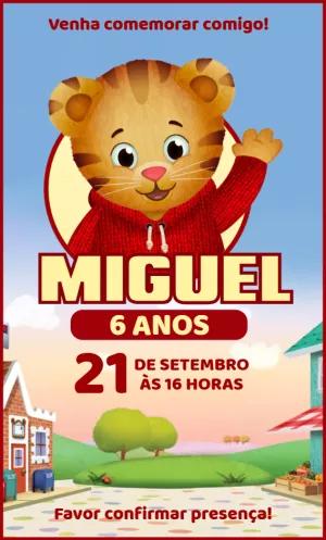 Convite de Aniversário Daniel Tigre para Editar Online