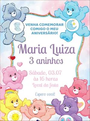 Convite de Aniversário Ursinhos Carinhosos para Editar Online