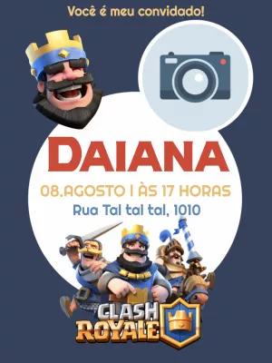 Convite Aniversário Clash Royale com Foto para Editar Online
