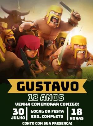 Convite Aniversário Clash Royale com Personagens para Editar