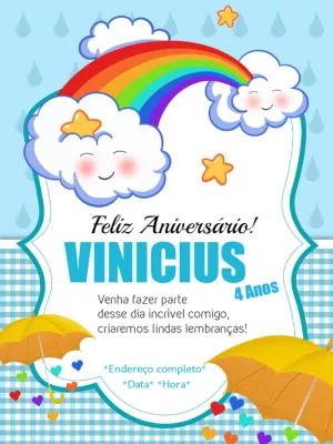 Convite Aniversário Chuva de Amor Menino para Editar Online