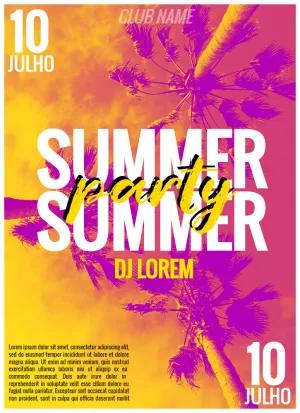 Convite Festa Summer Party Tropical para Editar Online