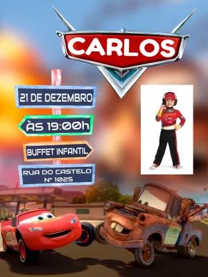 Convite de Aniversário Carros com Foto para Editar Online