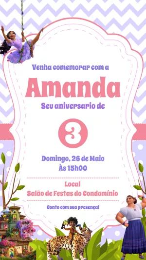 Convite de Aniversário Encanto com Personagens para Editar Online