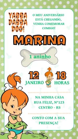 Convite de Aniversário Pedrita Flintstones para Editar Online