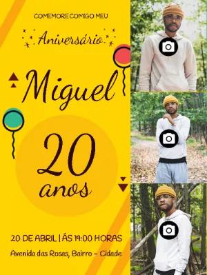 Convite de Aniversário com Fotos para Editar Online