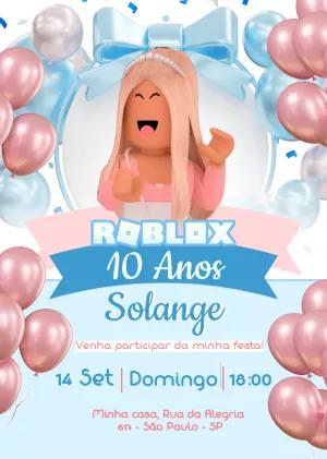 Convite de Aniversário Roblox Menina para Editar Online