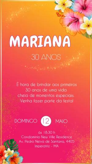 Convite de Aniversário Tropical Floral para Editar Online