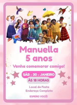 Convite Aniversário Encanto com Personagens para Editar Online
