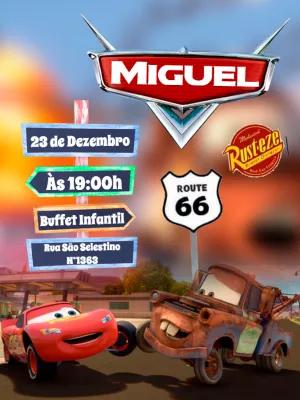 Convite Aniversário Carros com McQueen e Mater para Editar Online