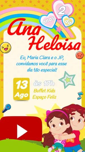 Convite Aniversário Maria Clara e JP Editável Online