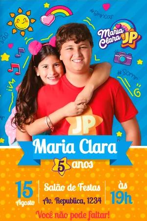 Convite de Aniversário Maria Clara e JP para Editar Online