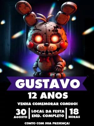Convite de Aniversário Five Nights at Freddy's para Editar
