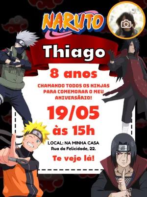 Convite de Aniversário Naruto com Foto para Editar Online