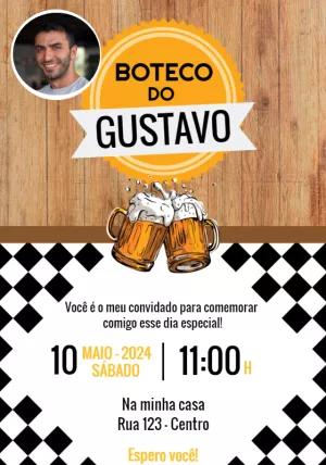 Convite Aniversário Boteco com Foto para Editar Online