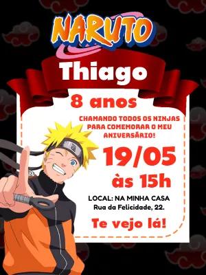 Convite de Aniversário Naruto com Personagem para Editar Online