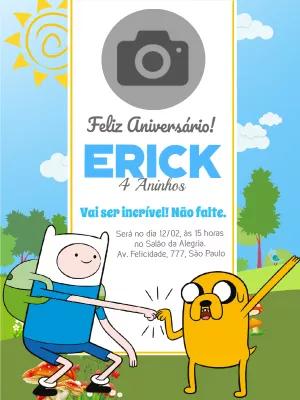 Convite Aniversário Hora da Aventura com Foto para Editar Online