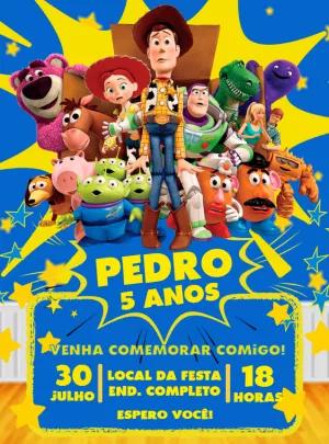 Convite de Aniversário Toy Story com Personagens para Editar Online