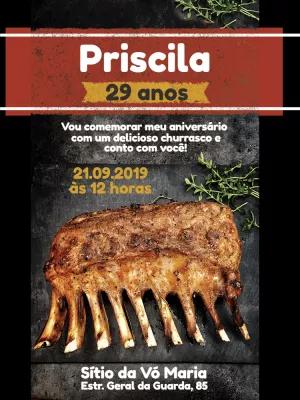 Convite de Aniversário Churrasco Rústico para Editar Online