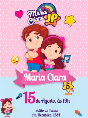 Convite de Aniversário Maria Clara e JP para Editar Online