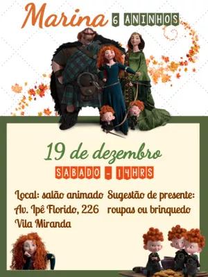 Convite de Aniversário Valente da Merida para Editar Online