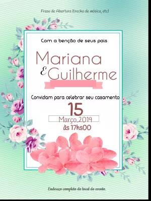 Convite de Casamento Floral Romântico para Editar Online