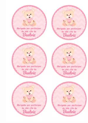 Tag Adesiva Ursinha Princesa para Editar e Imprimir