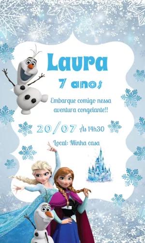Convite de Aniversário Frozen com Personagens para Editar Online