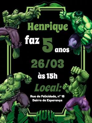 Convite de Aniversário do Hulk Editável para Enviar Online