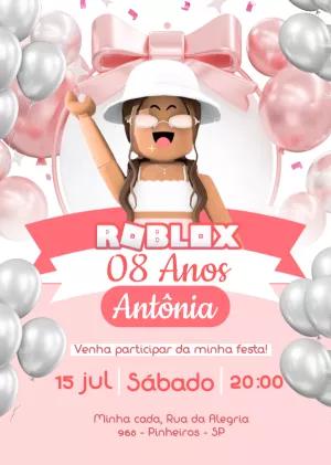 Convite de Aniversário Roblox Menina para Editar Online