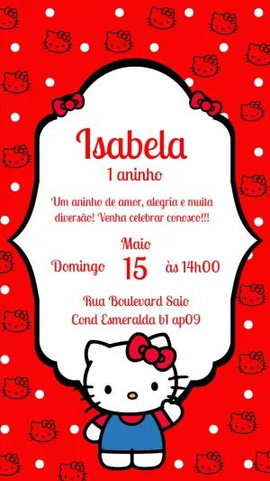 Convite Aniversário Hello Kitty Editável Online