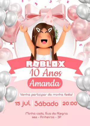 Convite de Aniversário Roblox Menina para Editar Online