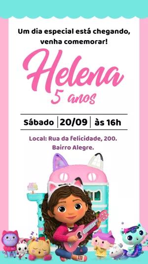 Convite Aniversário A Casa Mágica da Gabby para Editar Online