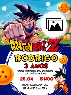 Convite Aniversário Dragon Ball Z com Foto para Editar