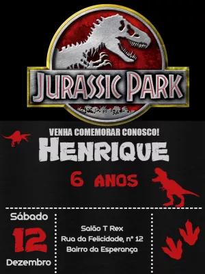 Convite de Aniversário Jurassic Park Editável para Imprimir