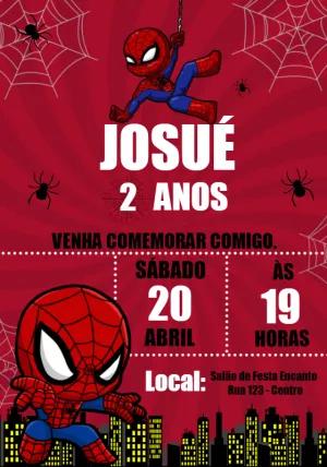 Convite Aniversário Homem Aranha Cute para Editar Online