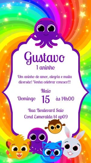 Convite Aniversário Bolofofos com Personagens para Editar Online
