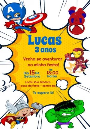 Convite Aniversário Vingadores Toy para Editar Online